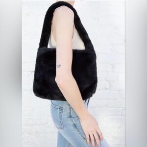 Brandy Melville Fuzzy Faux Fur Black Tote bag